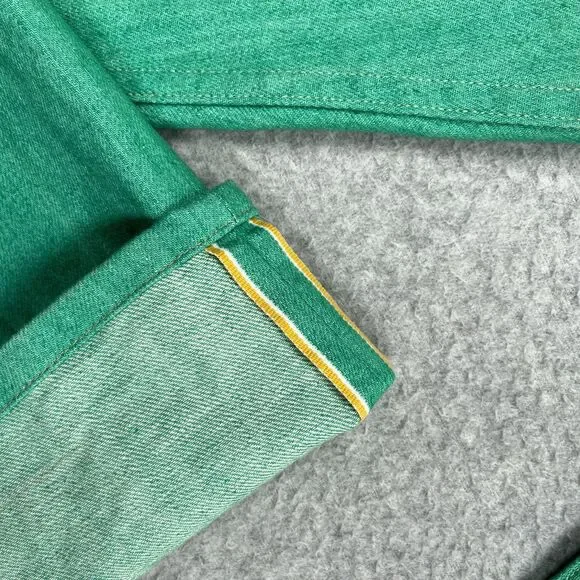 GUSTIN Selvedge Jeans Mens 31x32 Green Seafoam Stretch California Raw Japan 396 - Picture 5 of 15